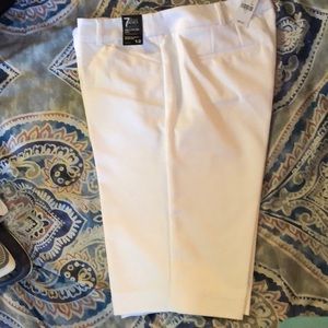 White Bermuda Shorts-Slim Leg